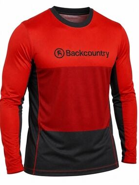 Backcountry Men's Red and Black Performance Long-Sleeve Shirt